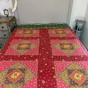 Quilt Full/Queen East Indian inspired pink gold floral poka dots